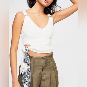 Free People Women’s Paisley Pop Crop Tank with Side Ties Size Small